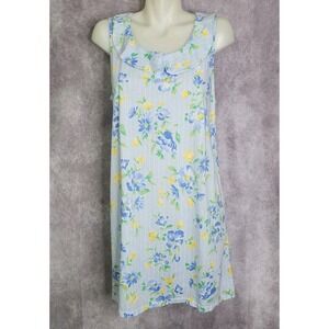 Lauren Ralph Lauren Blue Yellow Floral Nightgown Womens Large‎ Cotton Sleeveless